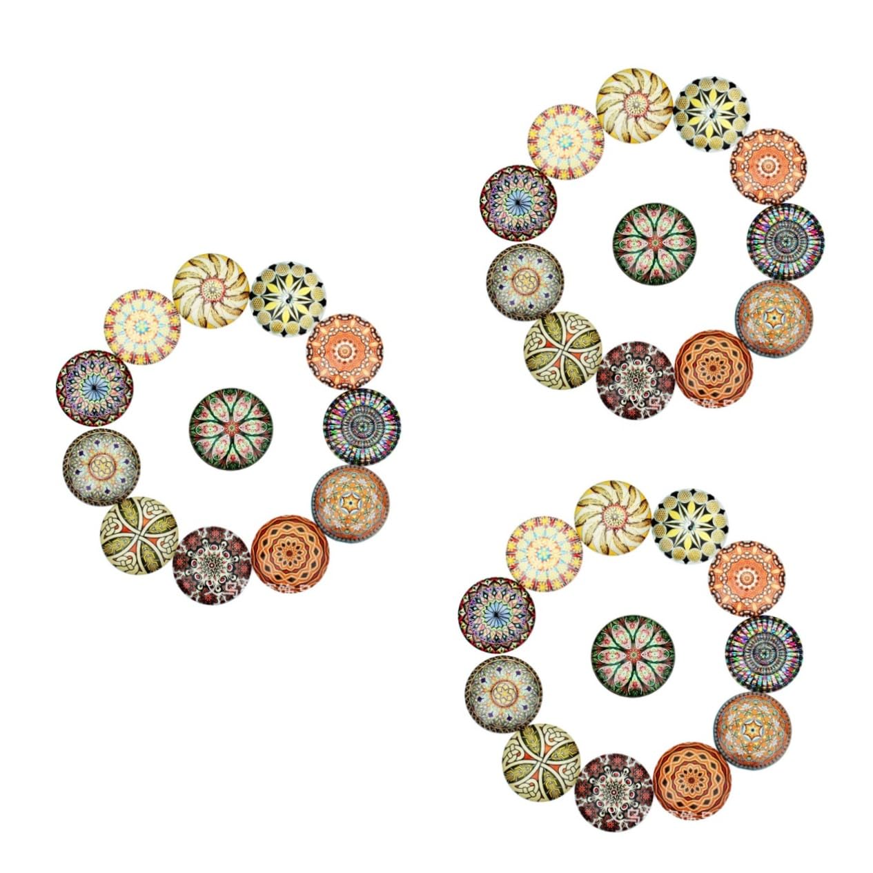 NUOBESTY 3 Sets Schmuckmaterial Runder Glasfleck Exquisite Muster Leicht Zu Kleben Zarte Edelsteinpaste Für Bastelbedarf 20 Stück * 3