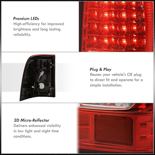 Miniatura 5 de AJP Distributors Luces traseras LED para parachoques trasero, señal de parada de freno, luces de conducción izquierda + derecha para conductor y