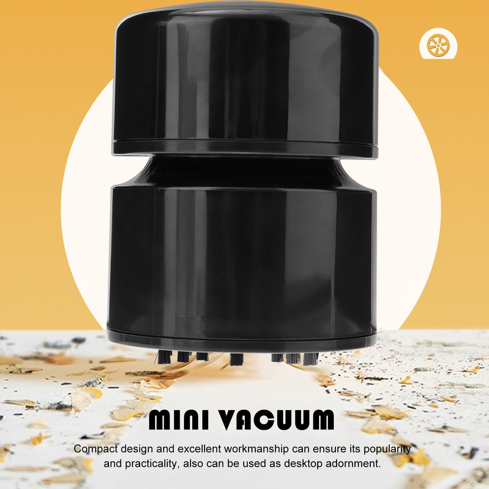 Outanaya Mini Aspiradora Portátil de Escritorio USB Negra, Limpiador de Polvo Rápido y Fácil de Limpiar, Diseño Compacto de Plástico para Hogar y Asiento de Coche
