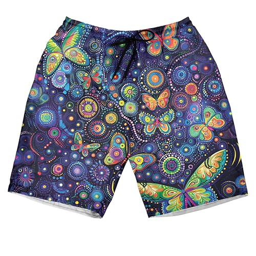 Butterflies Mens Swim Trunks - Flowers Quick- Dry Beach Swim Trunks for Mens with Pockets Set 29