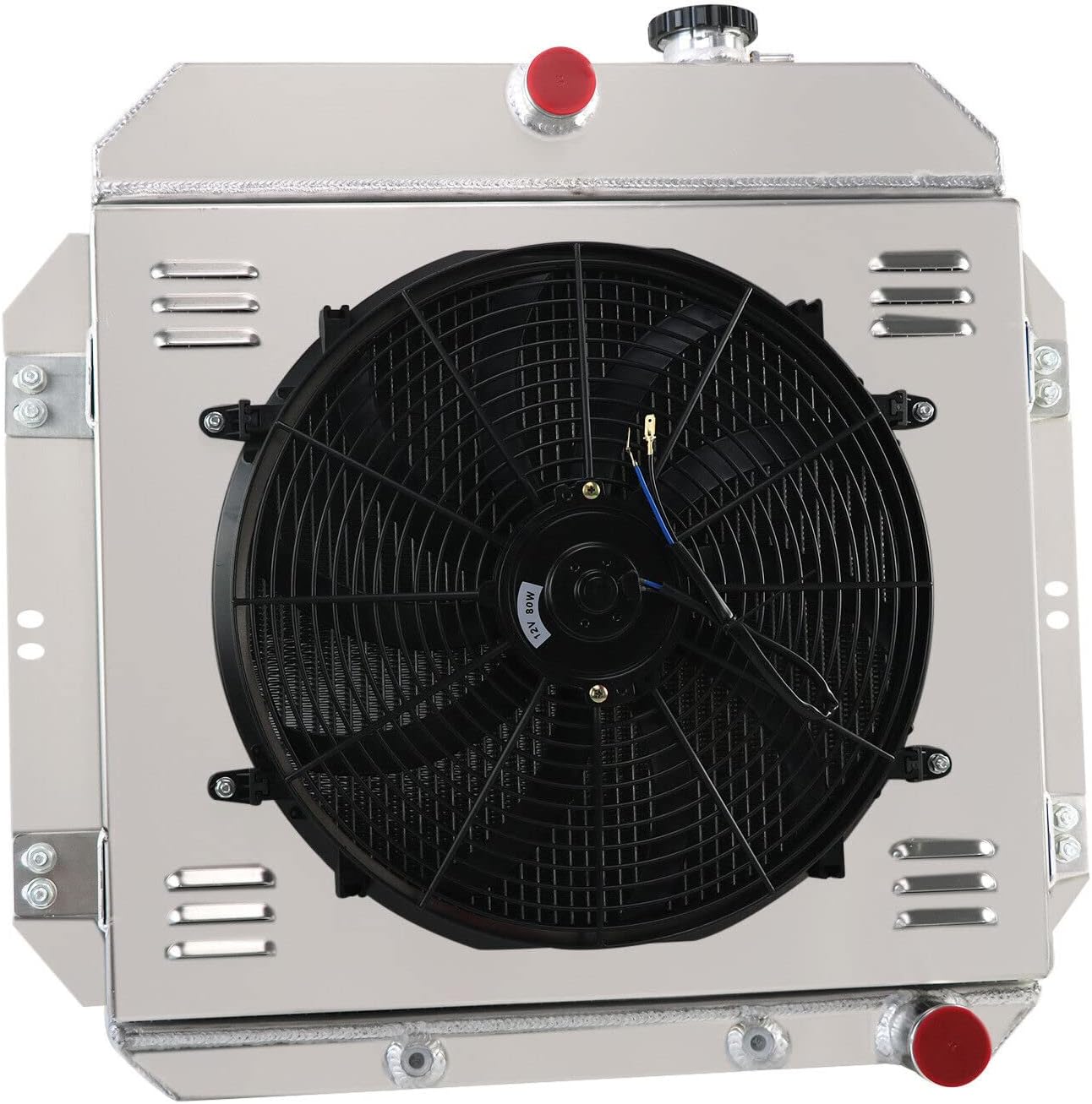 All Aluminum Radiator for 1960 1961 1962 Chevy GMC Truck C10 C20 C30 K10 K20 K30 Panel Pickup Suburban L6 V8 Radiador, 3 Row Radiators with Electric Fan Shroud Thermostat Kit