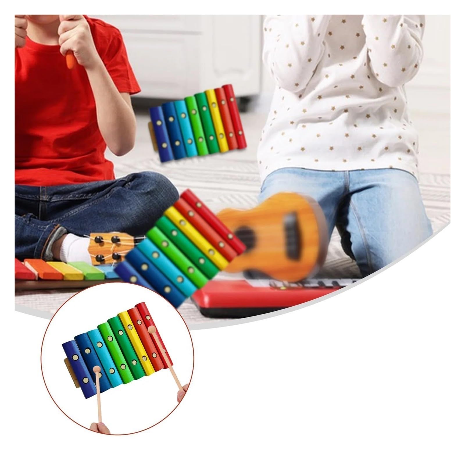 Xilófono Xilófono De Madera Profesional De 8 Notas Instrumento Musical Con 2 Mazos De Madera Teclas Coloridas De Madera De Abedul