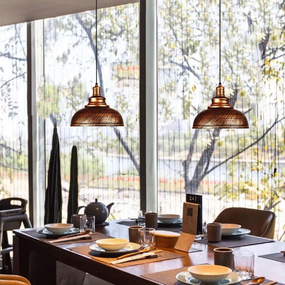 Lampadario in stile americano con attacco E26, lampada a sospensione regolabile in altezza, lampada a sospensione creativa in metallo, ideale per isola cucina, camera da letto e bar.
