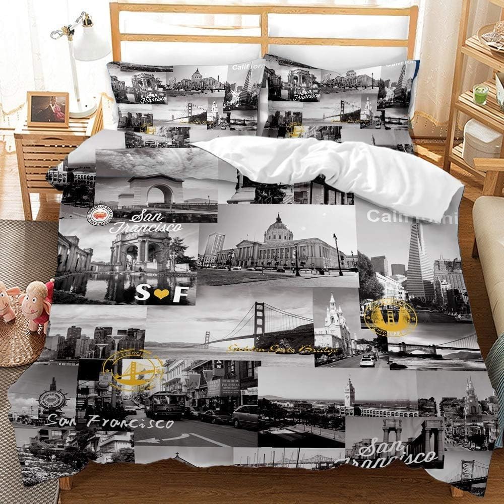 Funda nórdica de decoración vintage 155x220 con juego de fundas de almohada impresas en 3D de paisajes