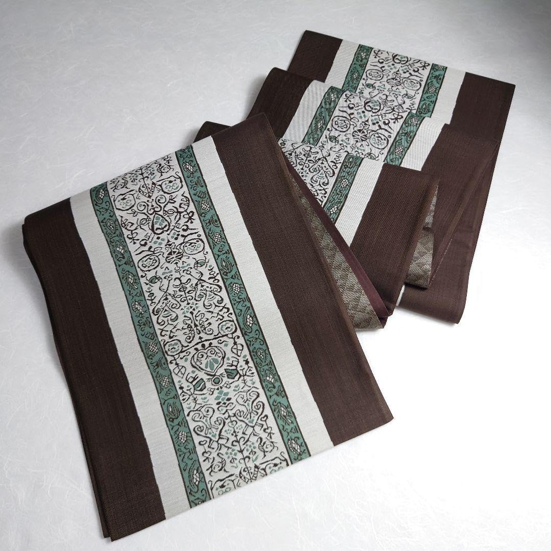 オール 粋モノトーン草木花模様大人浴衣，浴衣帯，帯留め付