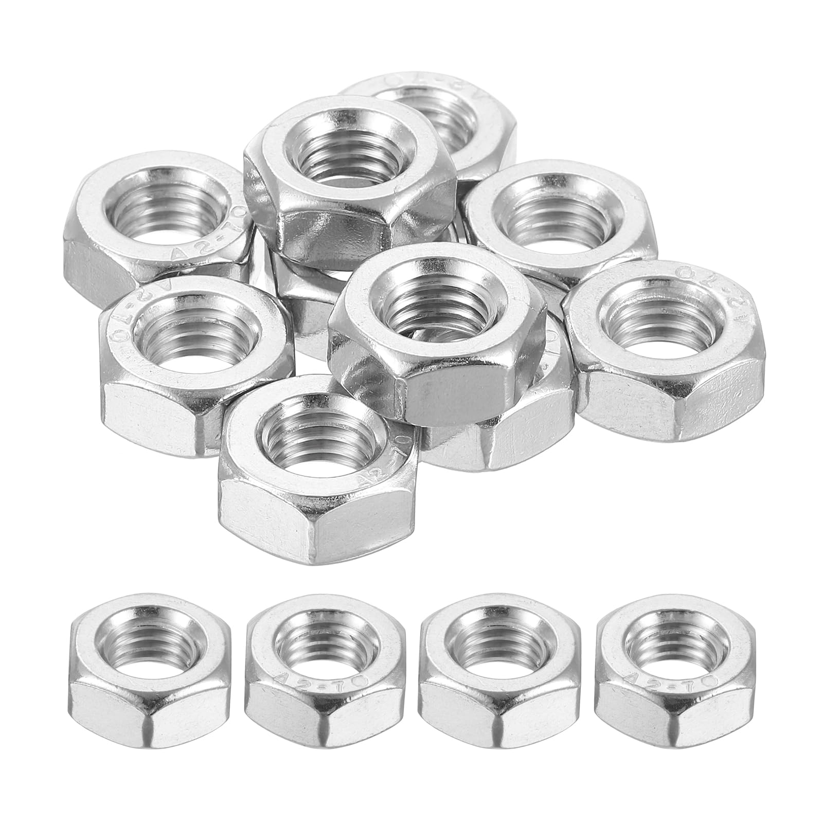 QUARKZMAN Mano Sinistra Esagonale Dado M10x1,5mm 304 Acciaio Inox Mano Sinistra Inverso Esagonale Dado per Assemblaggio e Fissaggio Argento 10pz