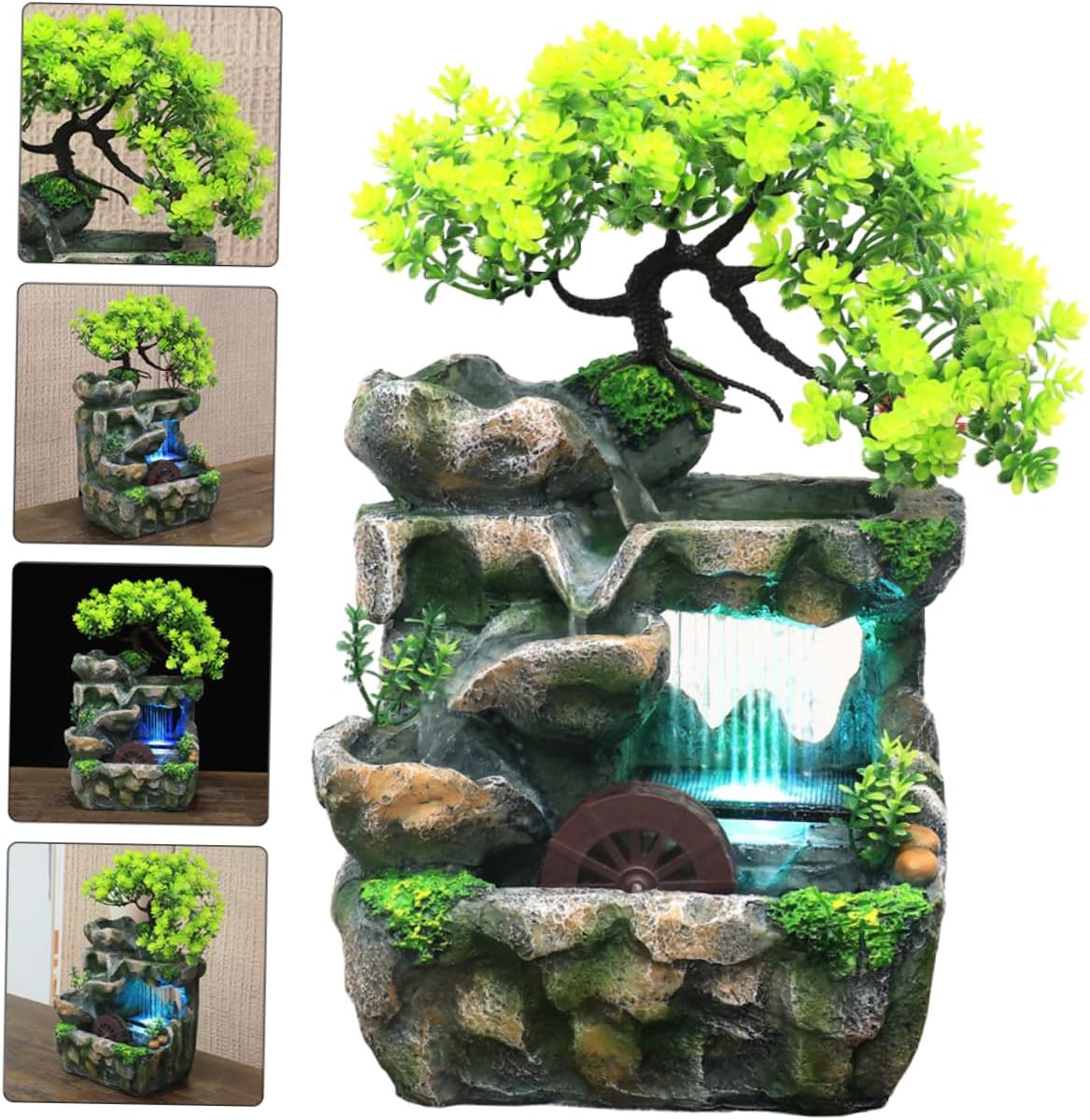 NUOBESTY Mini Indoor Water Fountain Desk Decoration with Silent Motor Stylish Tabletop Waterfall Feature for Zen Meditation and Relaxation Water Fountain Artware for Home Office Bedroom