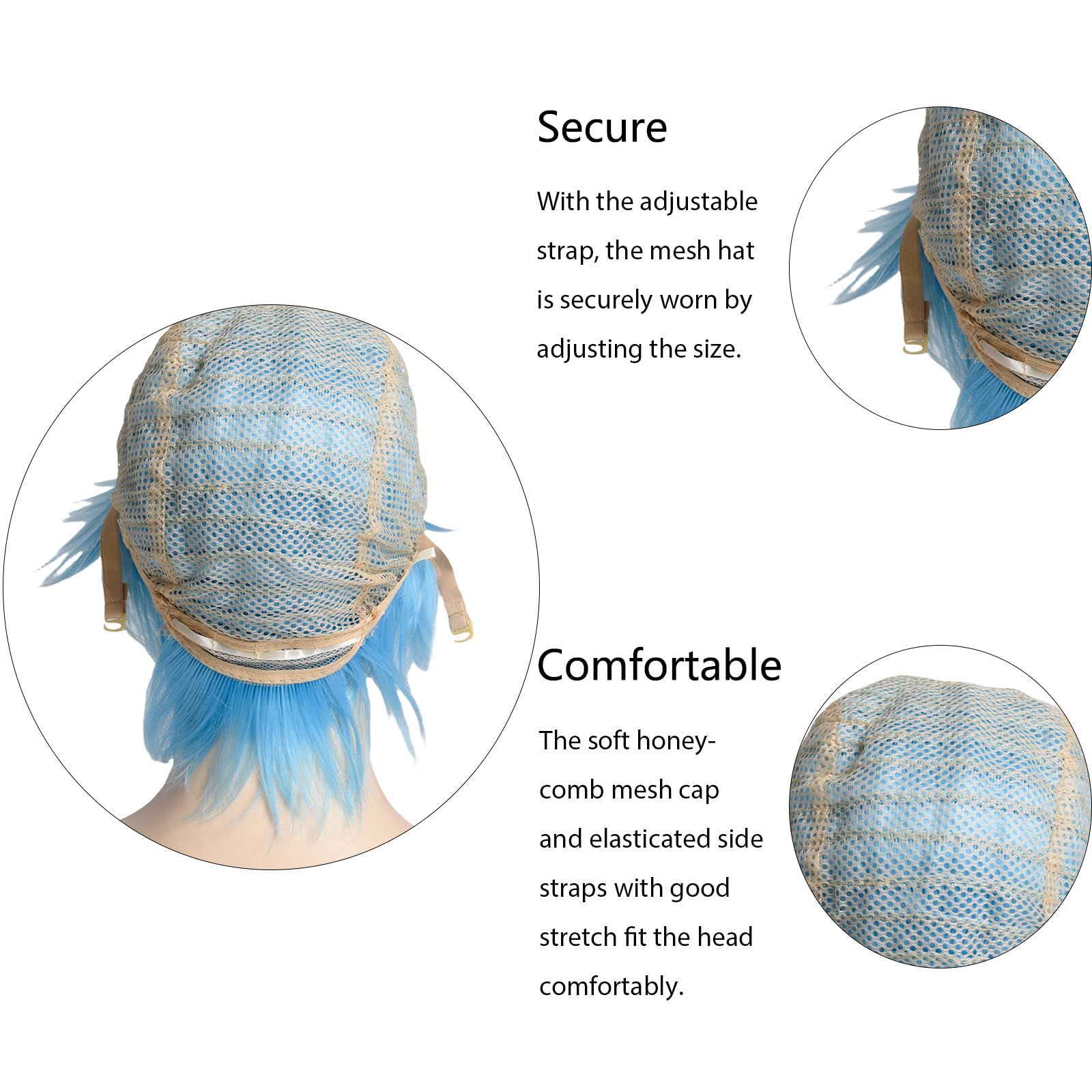 BUYOGET Cosplay Wigs Short Light Blue Natural Layered Straight 8 Inches Universal Costume Wigs for Men Women Halloween - Image 3