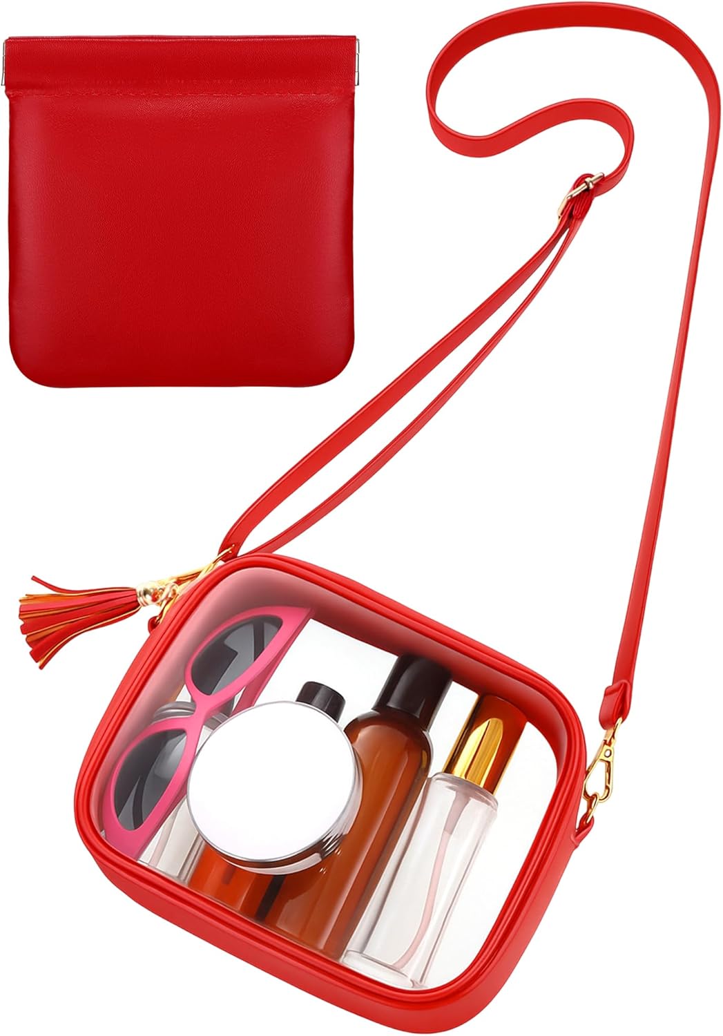 Amylove Clear Purse Stadium Approved Bag Small Crossbody Bag with Purse for Men Women for Concerts Sports Events