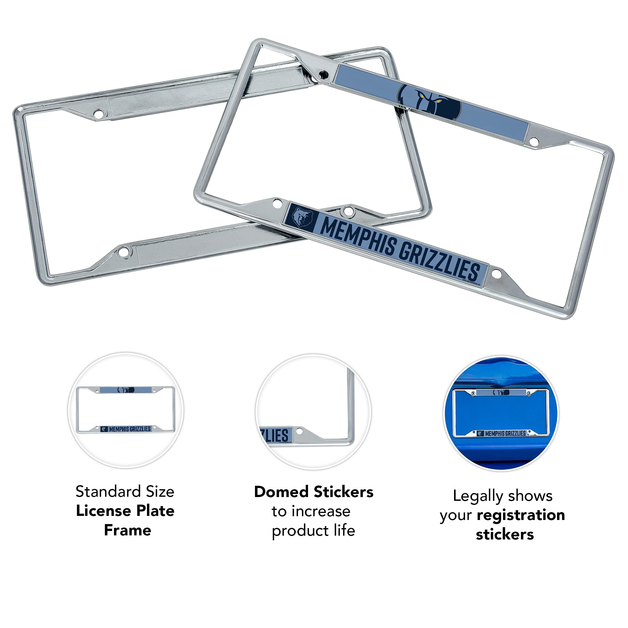 Desert Cactus Memphis Grizzlies Car Accessories NBA Basketball Team Metal License Plate Frame for Front or Rear of Car (Up Close)