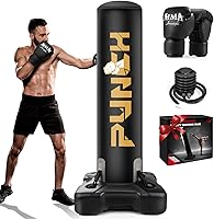 Vista 1 de Bolsa de boxeo pesada con soporte para adultos y adolescentes, bolsa de boxeo inflable independiente con guantes, set de kickboxing y boxeo