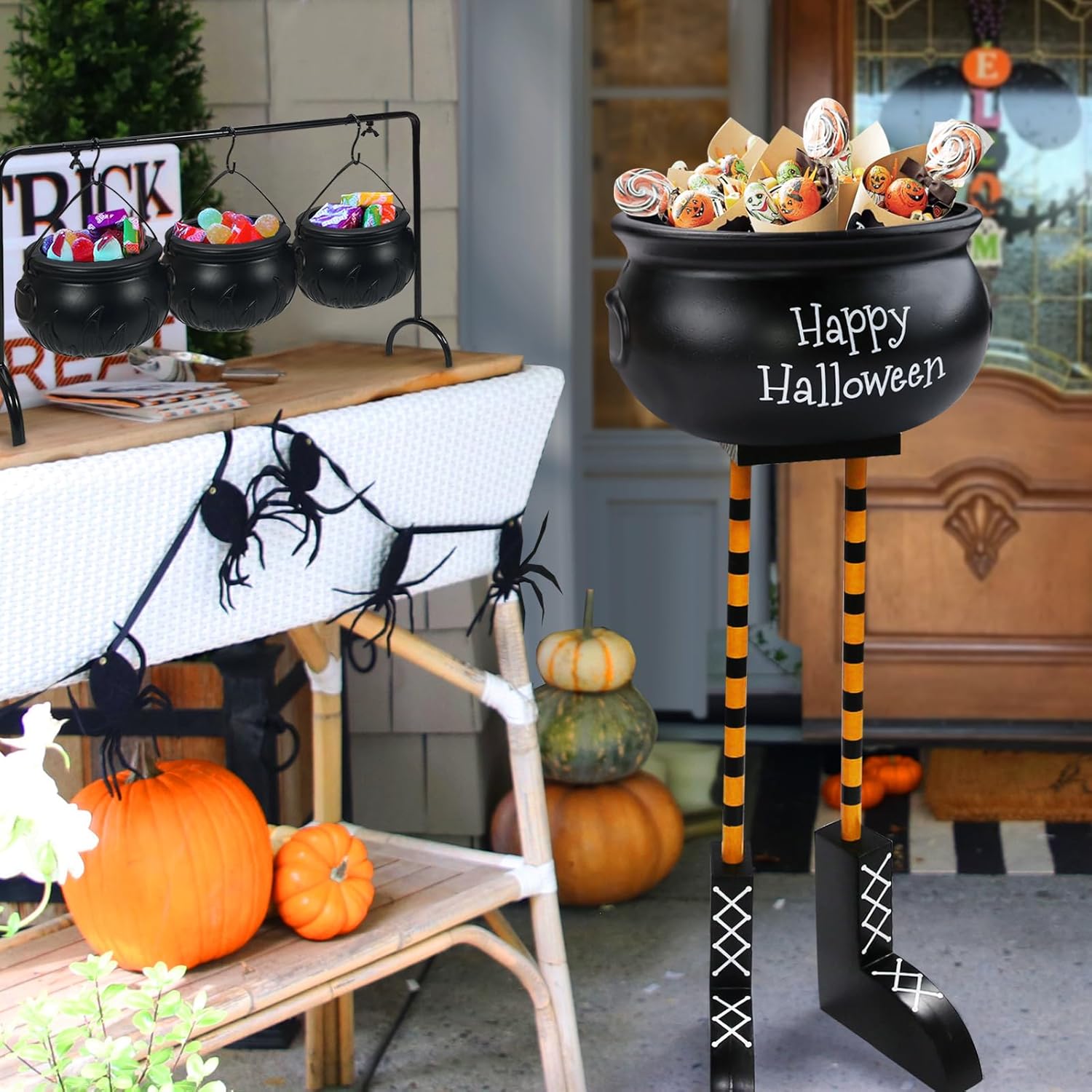 Amazon.com: Halloween Decor - Large Witches Legs Candy Bowl - with Set ...