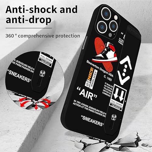 Miniatura 2 de STORYBOX Funda protectora para iPhone 14 Pro Max Cool para niños, zapatos deportivos, estilo de marca, diseño con función atril y diseño moderno de