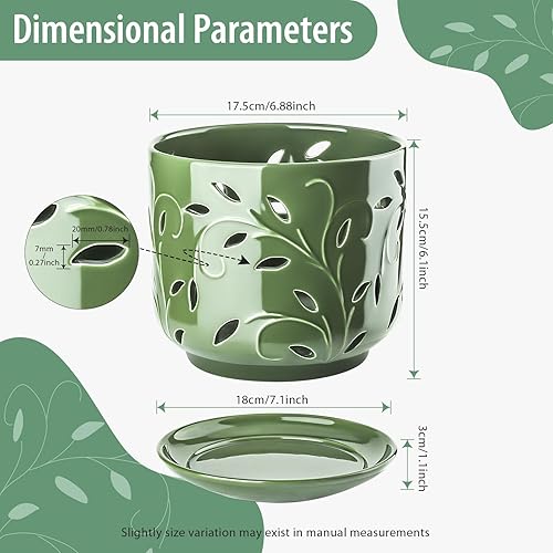 Miniatura 9 de EFISPSS Maceta de orquídea de 5 + 6 pulgadas, macetas de orquídeas de drenaje de cerámica con agujeros para un crecimiento saludable de las raíces,