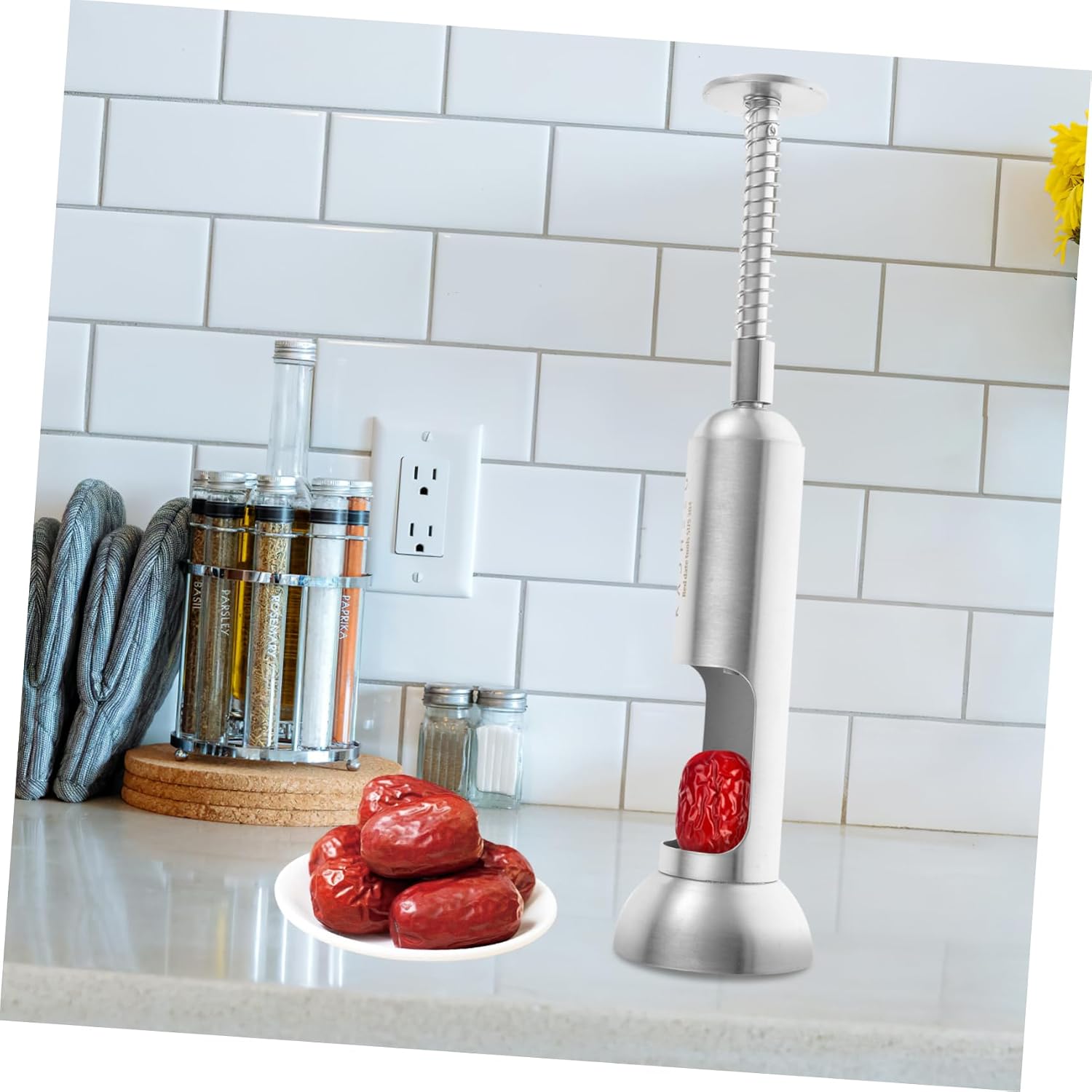 Cabilock Red Date Corer Fruit Core Removing Tool Ergonomic Stainless Steel Pitter for Cherry Jujube and Red Dates Home Kitchen Gadget Easy to Clean
