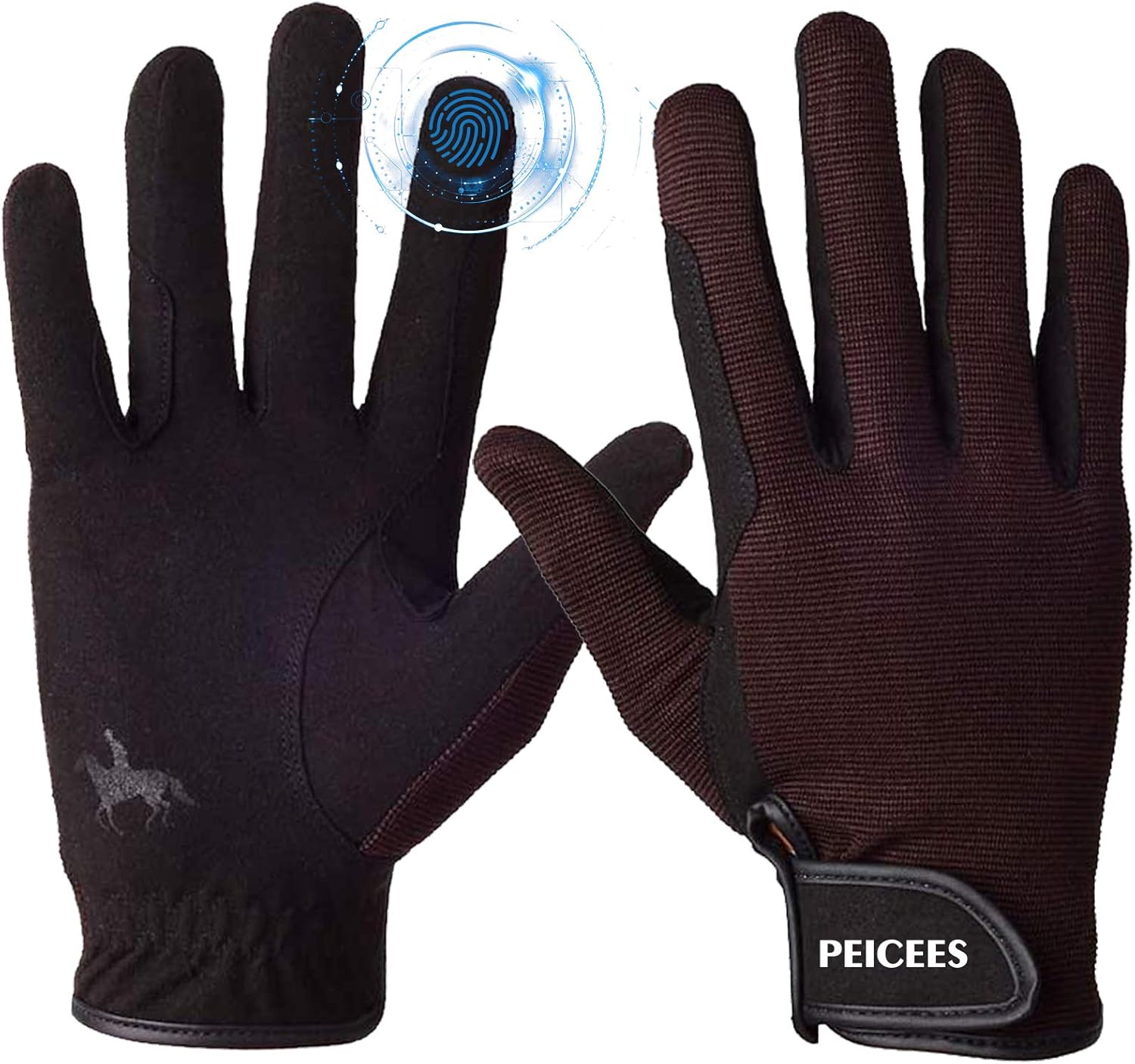 Peicees Horse Riding Gloves Professional Equestrian Riding Gloves for Women Men Kids Touchscreen Horseback Riding Gloves for Horse Riding Cycling Motorcycle and Outdoors Black Coffee : Sports & Outdoors