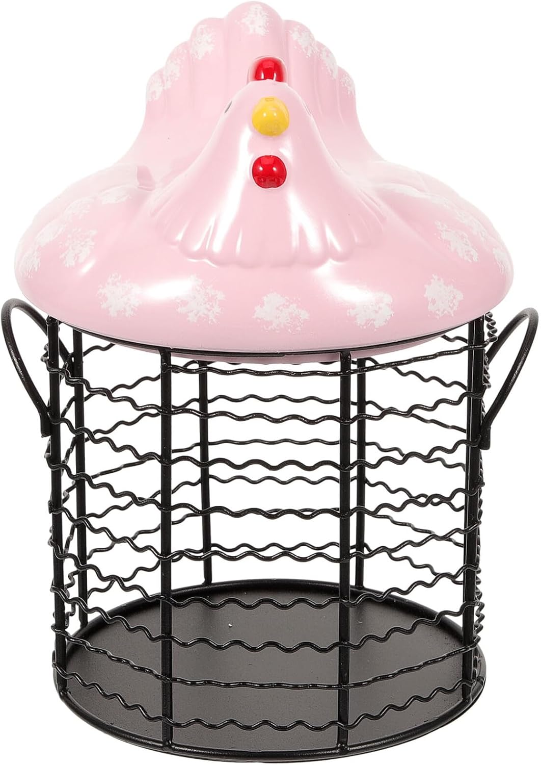 Ceramic Egg Storage Basket with Wire Mesh, Countertop Multi-function Food Container for Eggs, Fruits, Garlic, and Potatoes, Kitchen Organization Basket for Fresh Produce