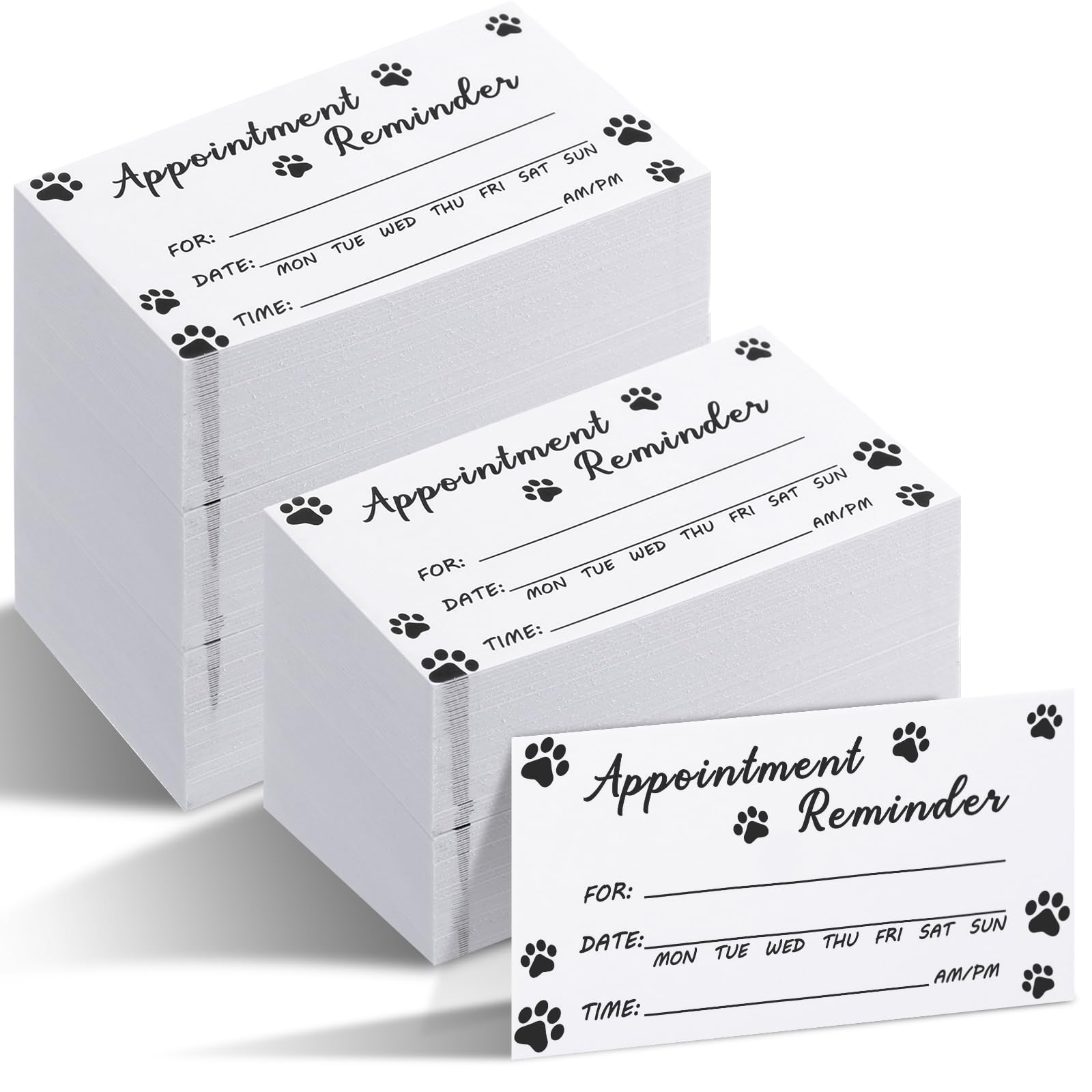 Seajan 1000 Pcs Pet Grooming Appointment Cards Bulk Paw Prints Appointment Reminder Cards for Dog Grooming, Pet Care, Client Business, Hair Salon, Dental Office, Massage Therapist and More, White
