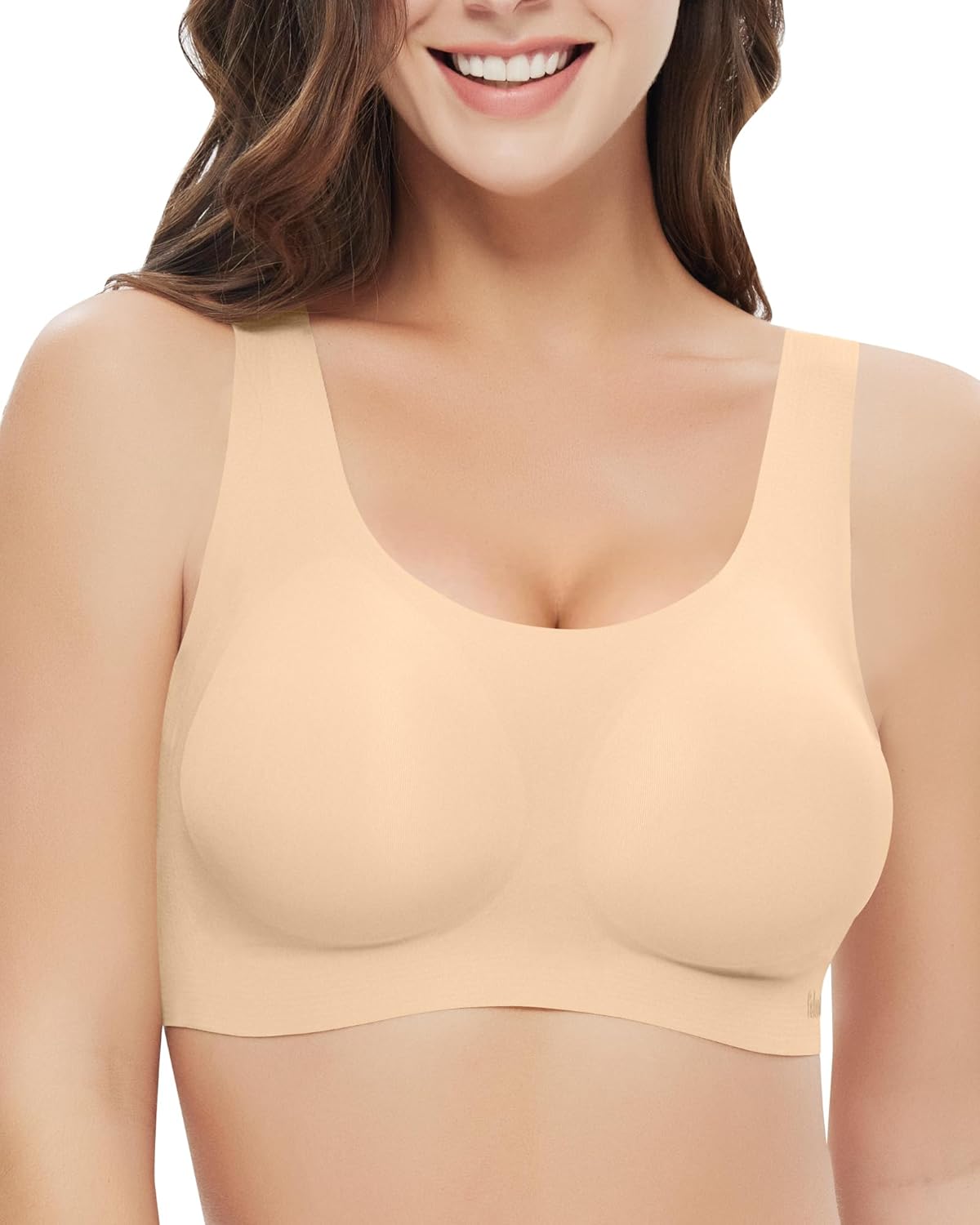 Pullover Wireless Bras for Women, Seamless Full Coverage Comfortable U Neck No Underwire T-Shirt Bra