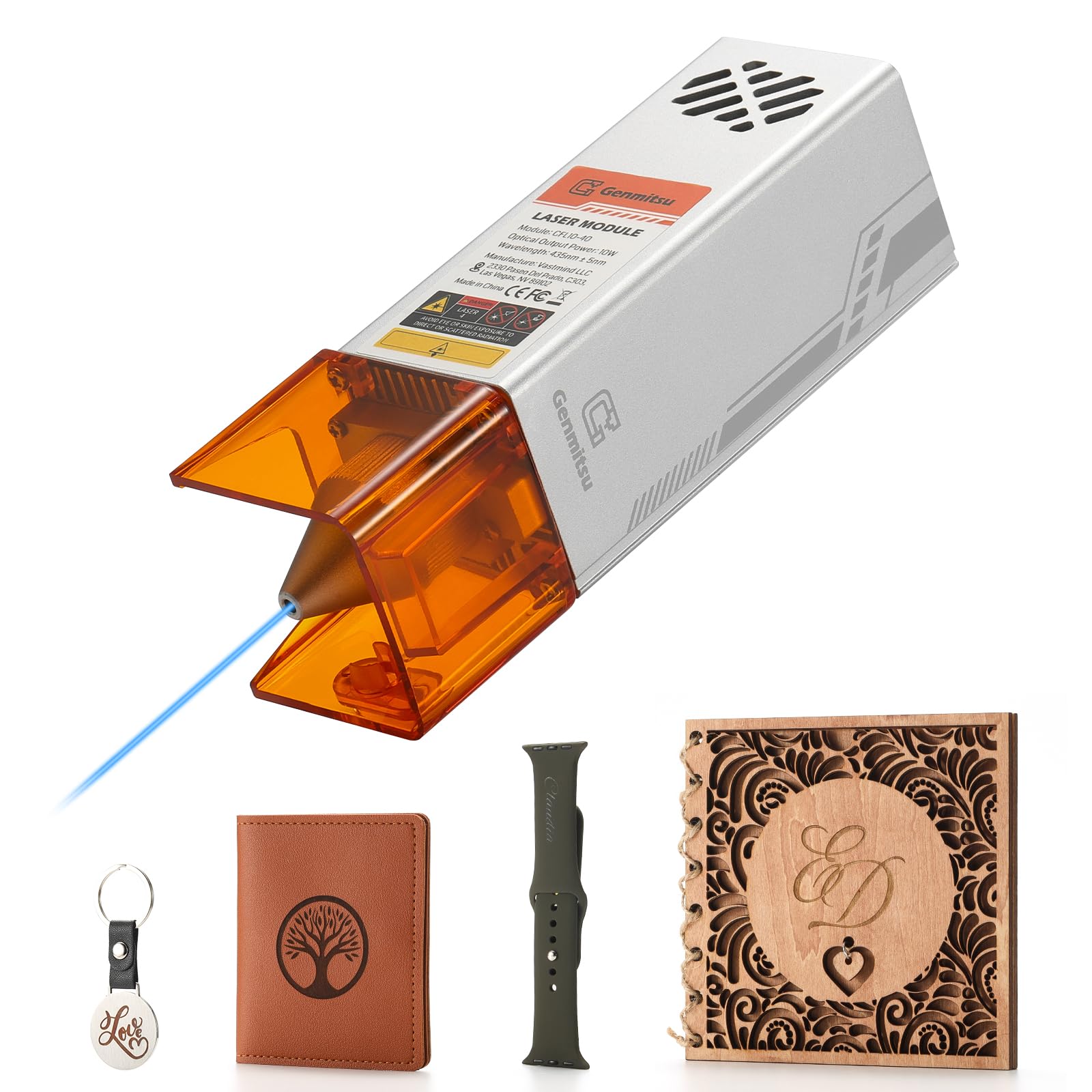 Genmitsu Gray Compressed Laser Module, 10W 10000Mw, 0.1Mm Laser Spot, For 3020-Pro Ultra, 3030-Prover Max, 4040-Pro, 4040-Pro Max, Proverxl 4030 V2, 4030 V1, 6050 Plus, 2X2, 4X4 Cnc Router