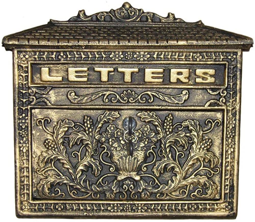 Locking Mailbox Wall Mounted Made of Sheet Steel Mailboxes Vintage Bronze Mailbox Accessory Style