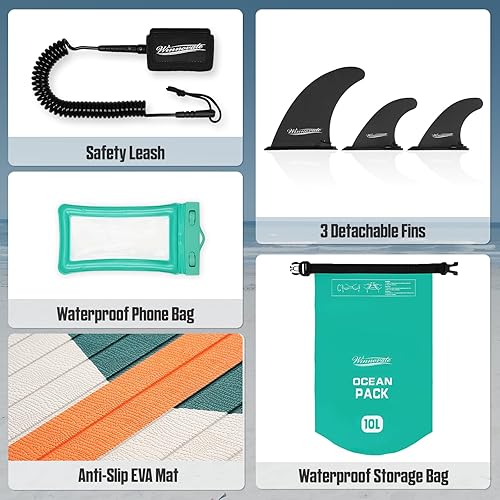 Miniatura 7 de Winnovate - Tabla de remo inflable de 11 pies 6 x 35 pulgadas, tabla de remo extra ancha para la familia, tabla de surf, tabla de sup completa con