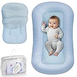 Baby Lounger - Baby Lounger for Newborn, 0-24 Months, Infant Lounger for Home and Travel, Soft Cotton, Baby Nest Lounger, Newborn Babies Essentials Gifts, ZumaBlue (Lounger Cover Included) Zuma Blue