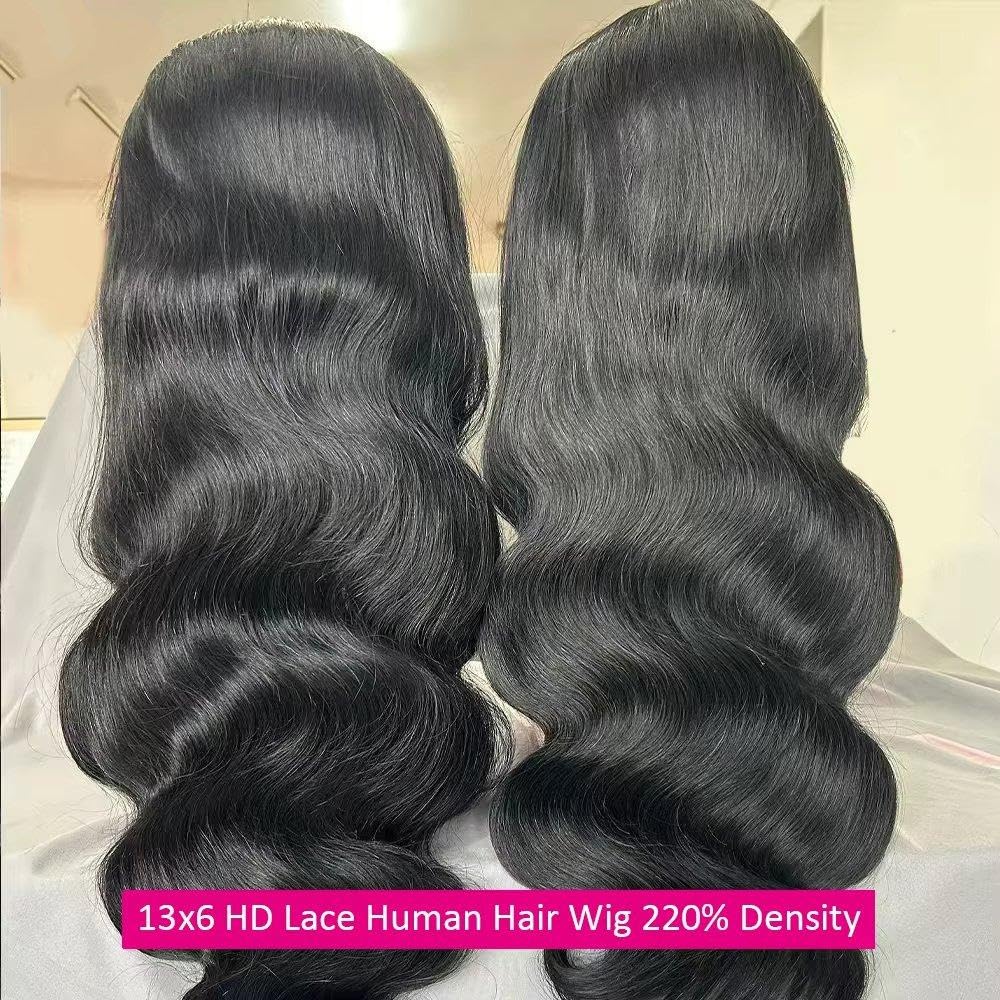 Haarpflege 13x6 HD Lace Body Wave Echthaarperücke 220% Leimlose Perücken | 10inches
