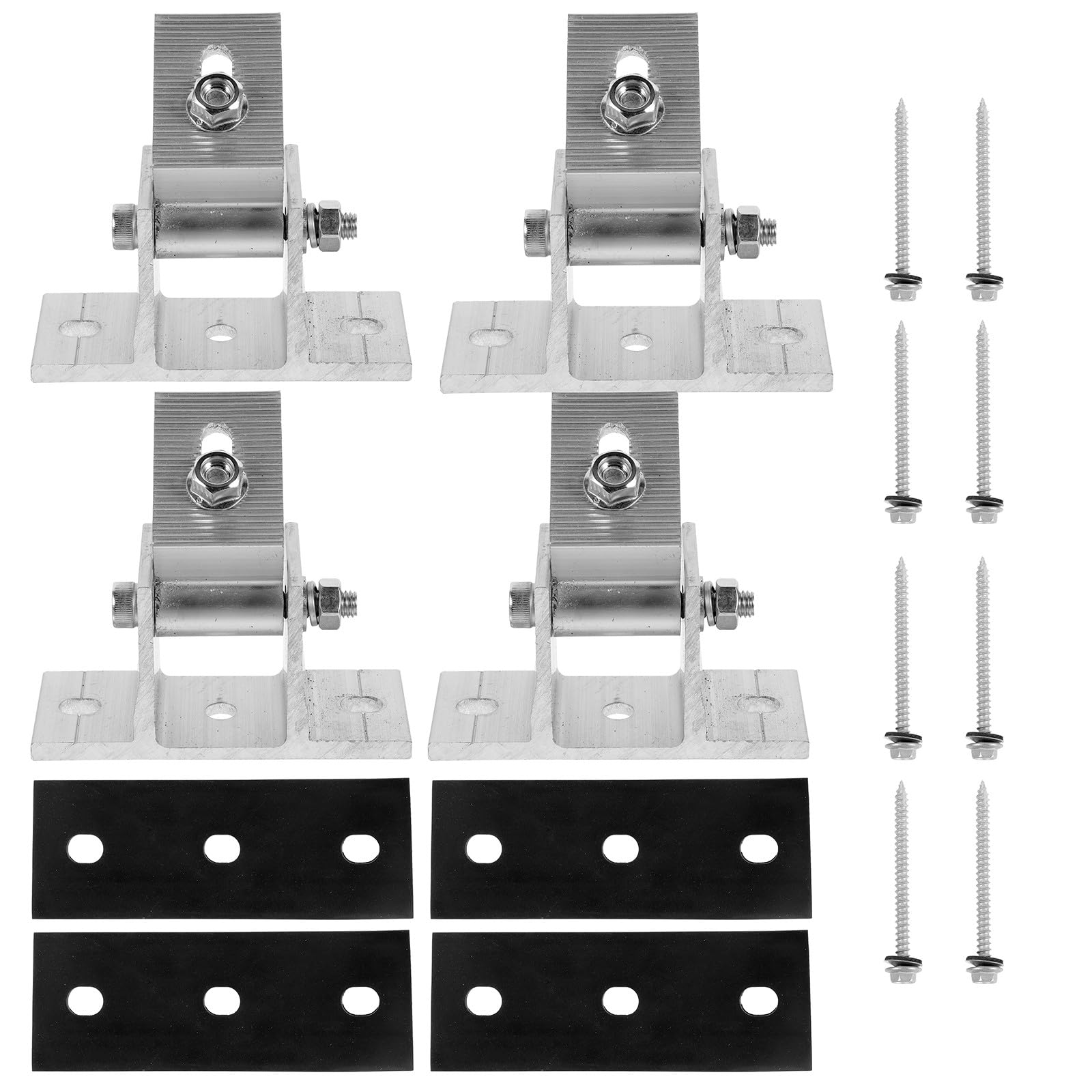 Toyvian Soporte de Aleación de Aluminio Almohadillas de Goma y Tornillos de Madera Ajustable Estructura Estable y Fácil Instalación, Incluye para Panel Solar para Montaje en Techo Plano