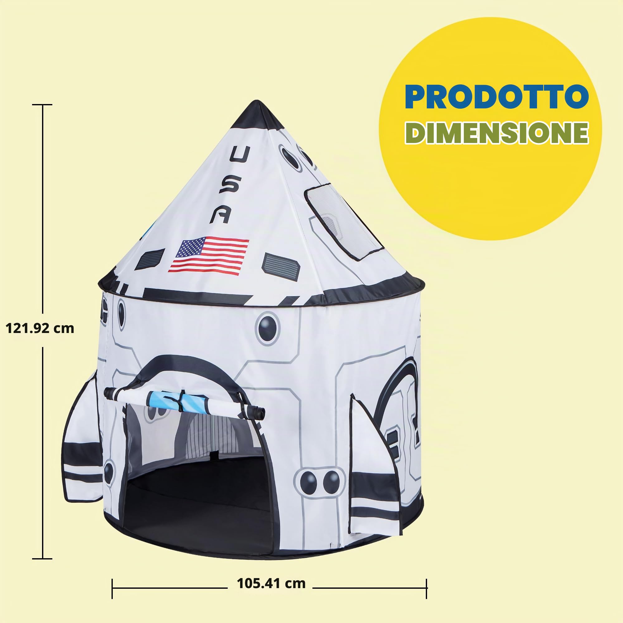 JOYIN Tenda per Bambini Razzo Spaziale Pop Up, Portatile Pieghevole Space per Interni ed Esterni