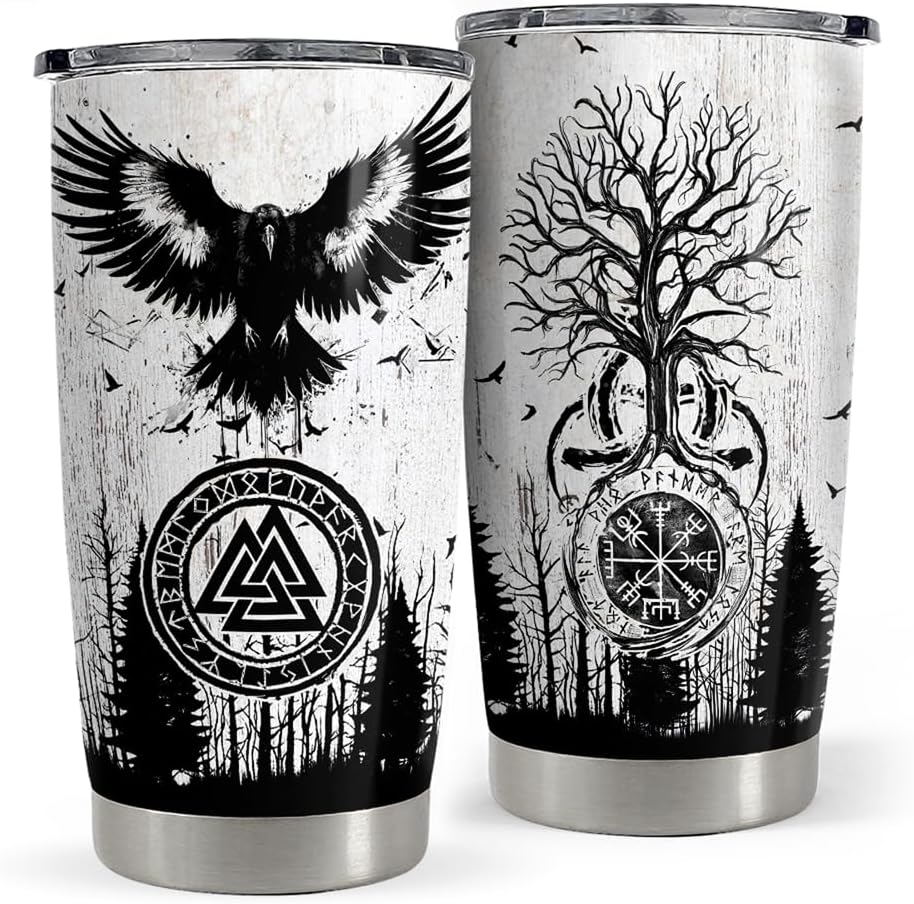 Viking Tumbler 20oz Stainless Steel Insulated Coffee Travel Mug Cup Viking Gifts for Men Husband Dad on Birthday Christmas Fathers Day