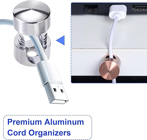 Miniatura 51 de 3 juegos de soportes de cargador para cables, soportes de anclaje de cable ajustables plateados, clips de cable de metal adhesivos, organizadores de