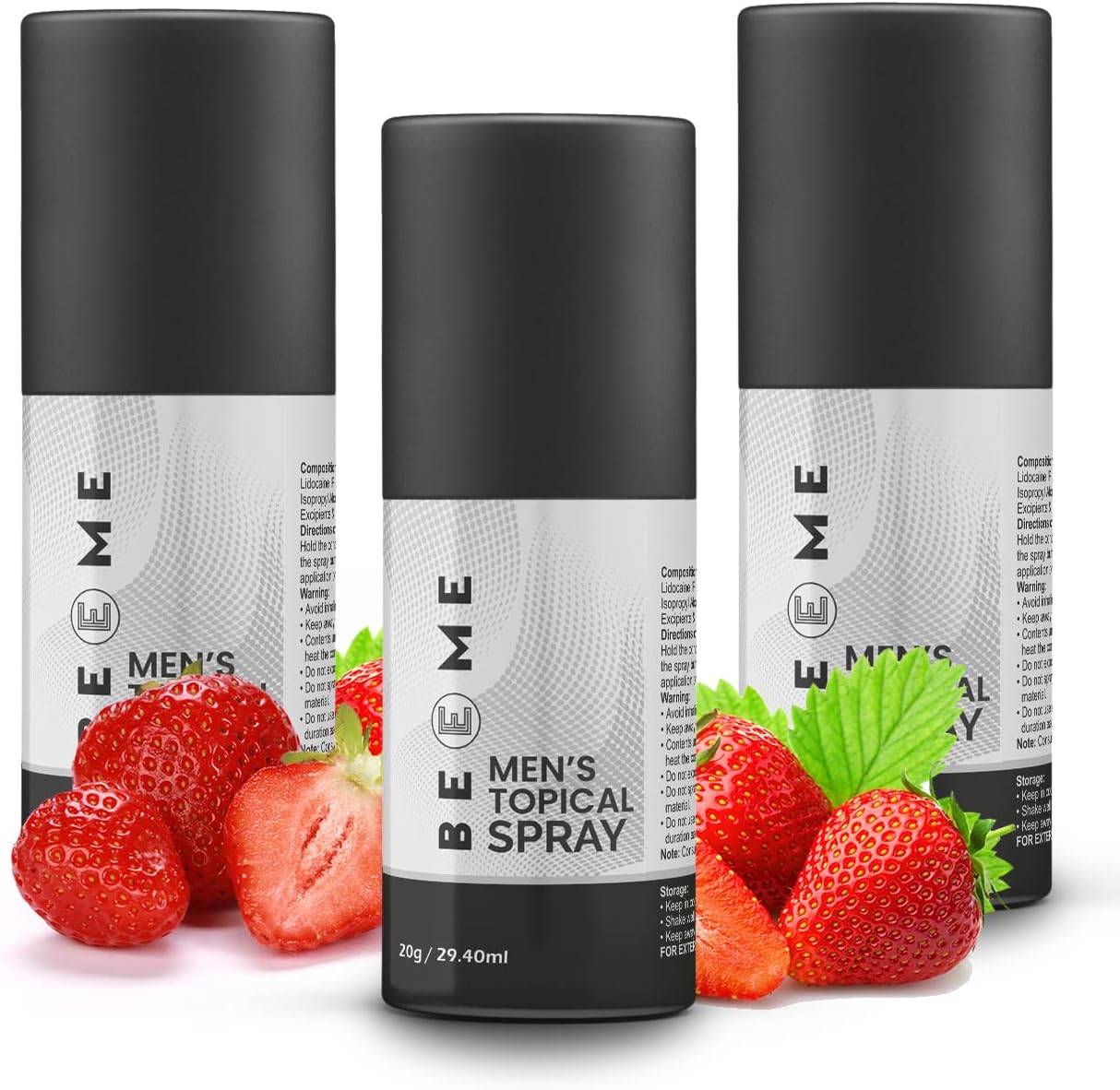 BEEME Topical Non-Transferable Spray for Men - Strawberry Flavour (Pack of 3)