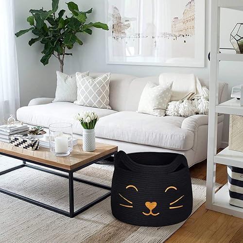 Miniatura 3 de Canasta de almacenamiento tejida con cuerda de algodón, tamaño grande, organizador para cuarto de servicio, juguetes, mantas, ropa, toallas,