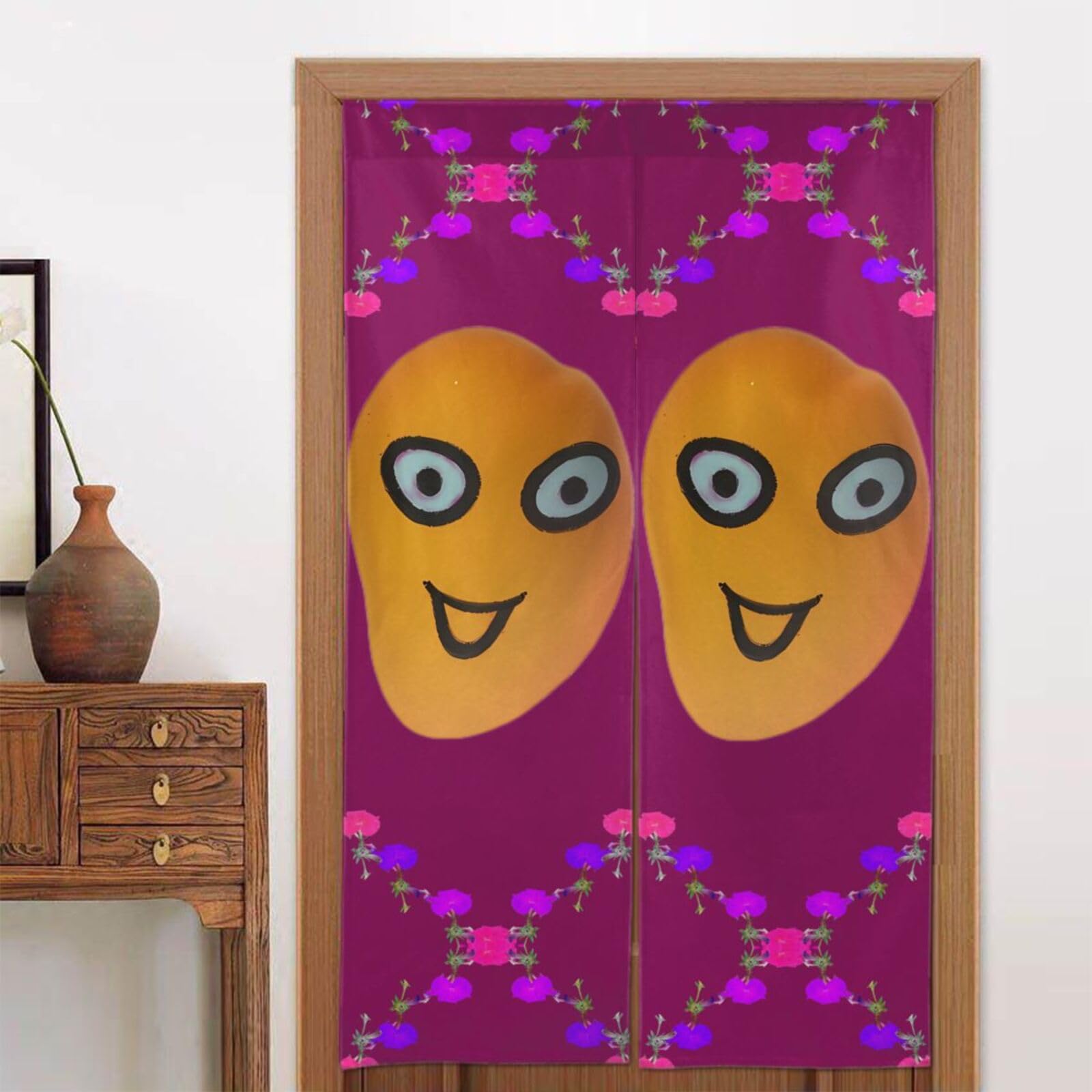 MTGFJD Smiley Mango Door curtain, blackout, suitable for bedrooms, windows, kitchen, etc., 86 x 143 cm.