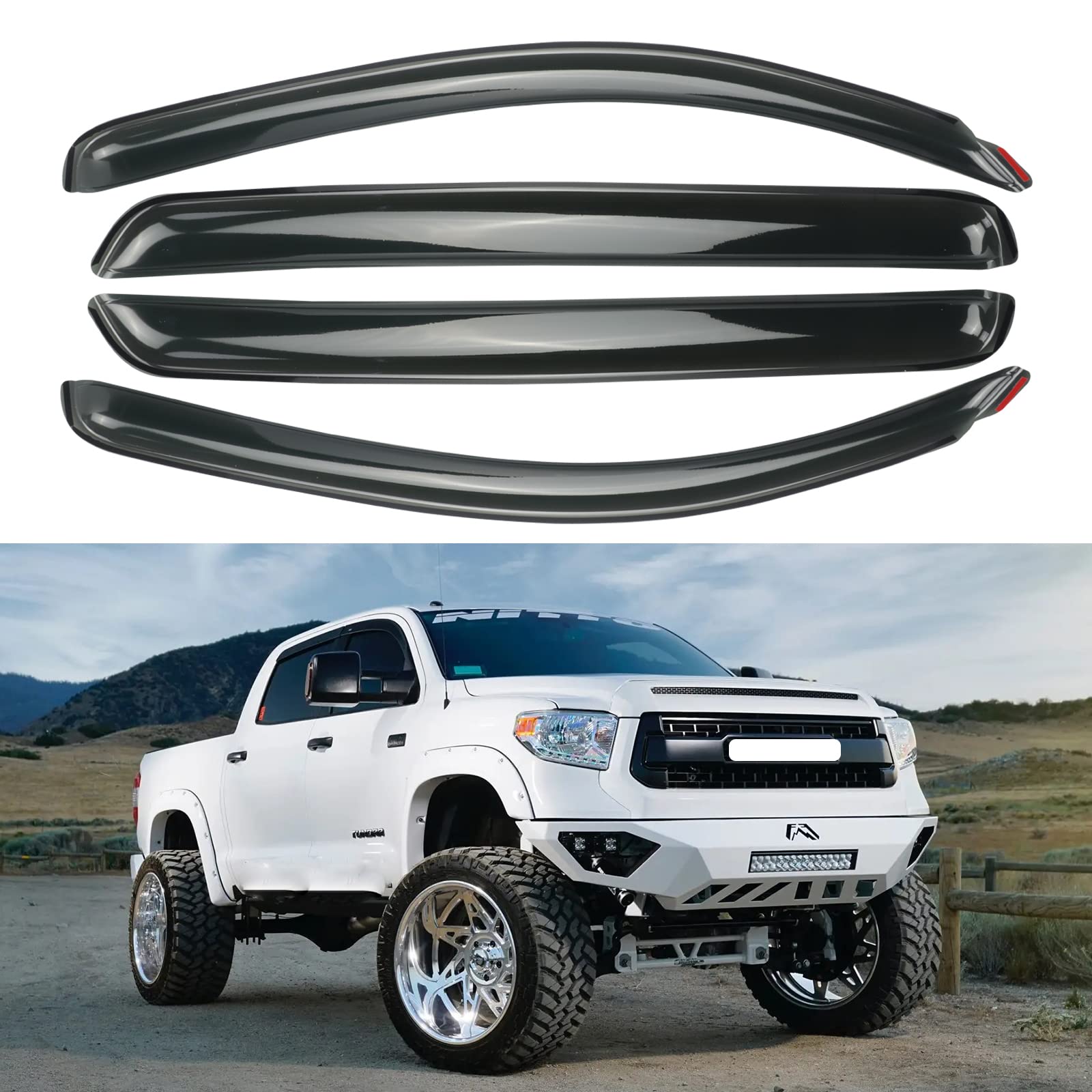 Photo 1 of AOKAILI Side Window Visor Deflector Rain Guard Fit 2007-2021 Toyota Tundra CrewMax 2007-2022 Toyota Tundra