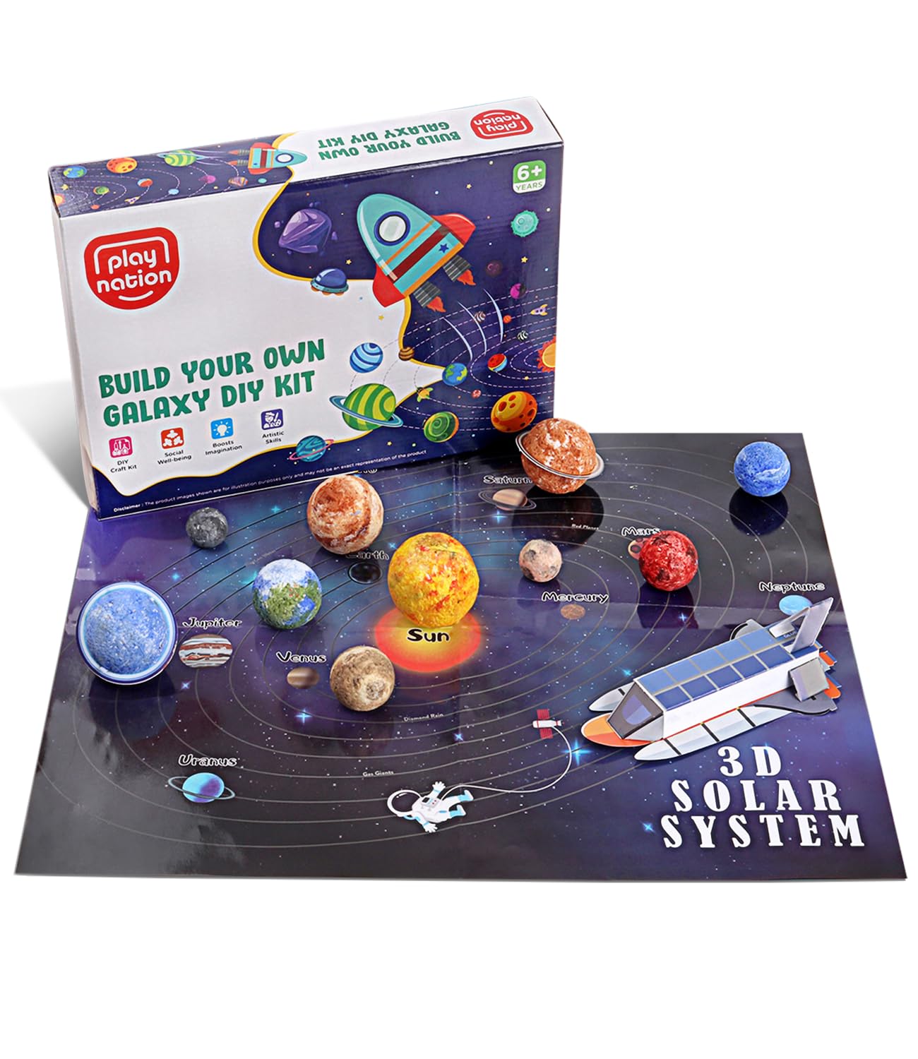 Play Nation Premium Build Your Own Galaxy DIY Kit For kids|Solar System with Vibrant Colors&Creative Designs|Art&Craft Activity|Birthday Gift Toy for Boys&Girls|Science Project Kit for Children|6+Year