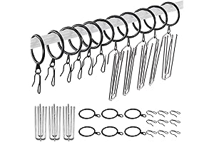 Swpeet Pinch Pleat Curtain Rings - Black 1.35 Inches - 120-Pack -...