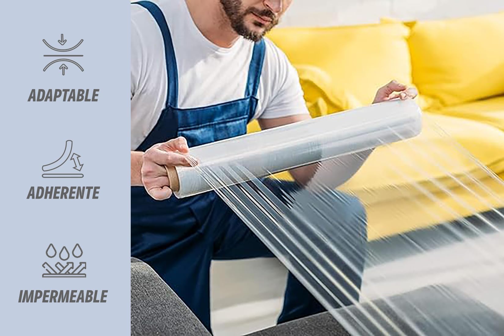 CHELY INTERMARKET Film Embalaje Transparente Pack 1 Rollo Uso Industrial Paletizar Envolver Mudanzas Almacén Carga Protección Plástico Estirable Envíos Seguro Manual Resistente