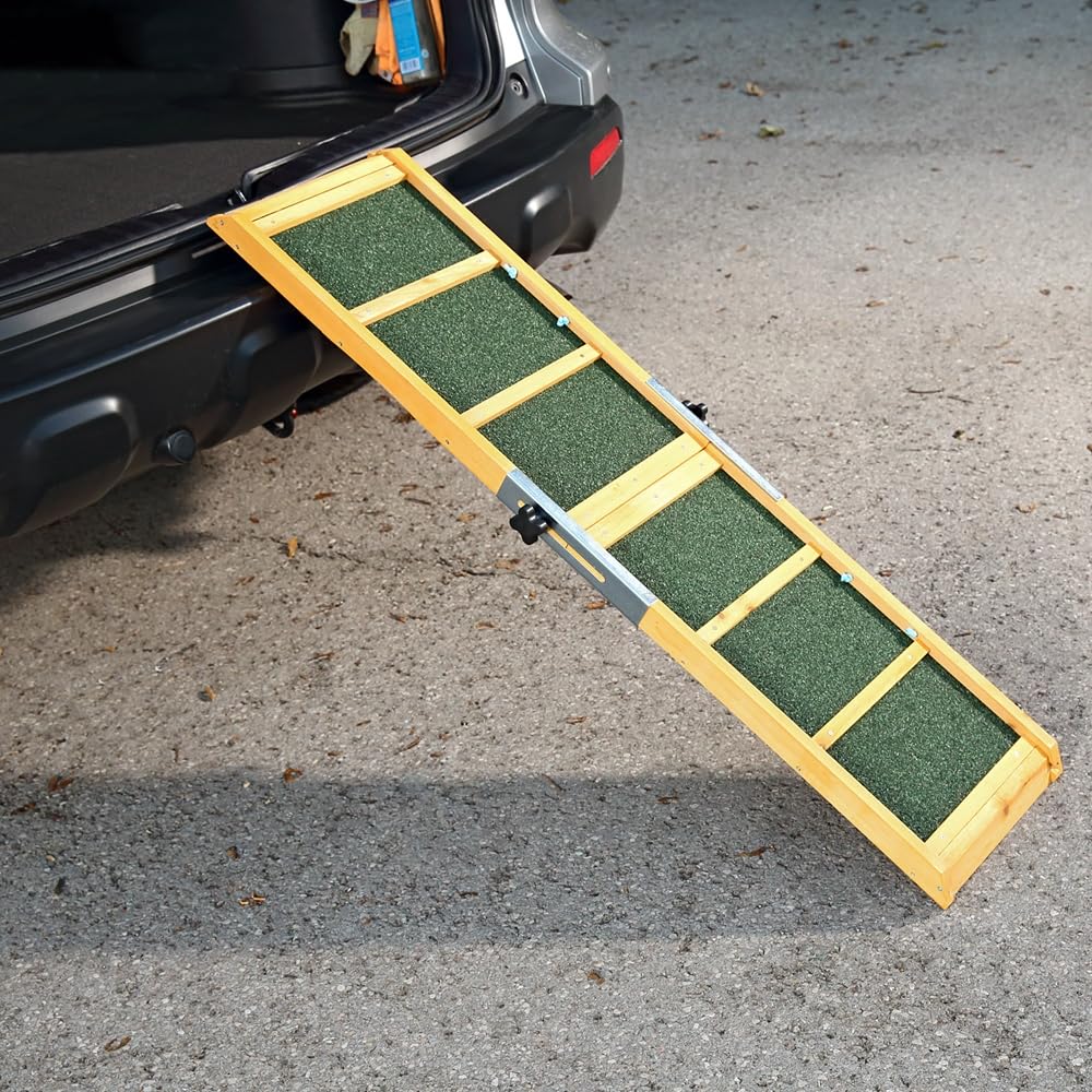 Mucola Hunderampe Autorampe klappbar Einstiegshilfe für Hunde – Tragbare Haustierrampe 155x40cm bis 90kg belastbar | rutschfeste Oberfläche, leicht zusammenklappbar für Auto SUV Kofferraum