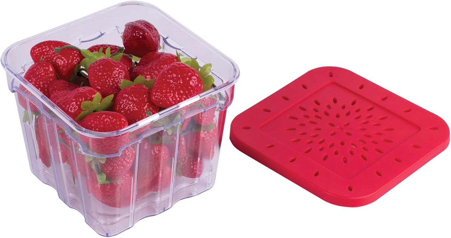 HIC Kitchen BerryFresh 1-Liter Produce Box, Red