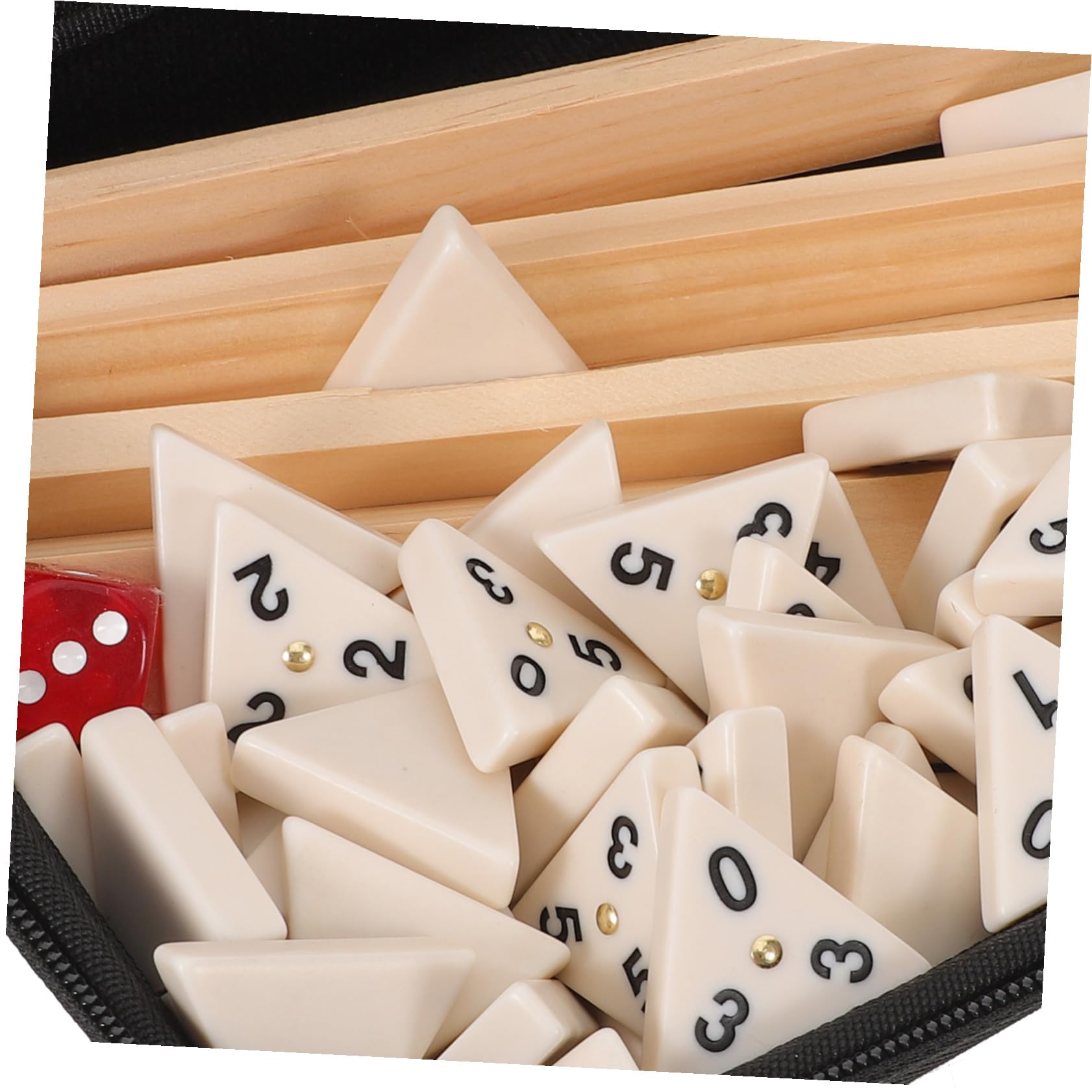 Set da Gioco del Domino Triangolare in Legno 56 Pezzi con Custodia Portatile, Gioco da Tavolo Strategico per Adulti e Famiglia, per Viaggi e Intrattenimento Domestico