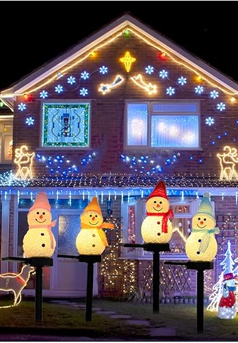 Miniatura 5 de Lámpara solar impermeable de muñeco de nieve, luces LED solares de muñeco de nieve para jardín, luces solares de camino para paisaje, patio,