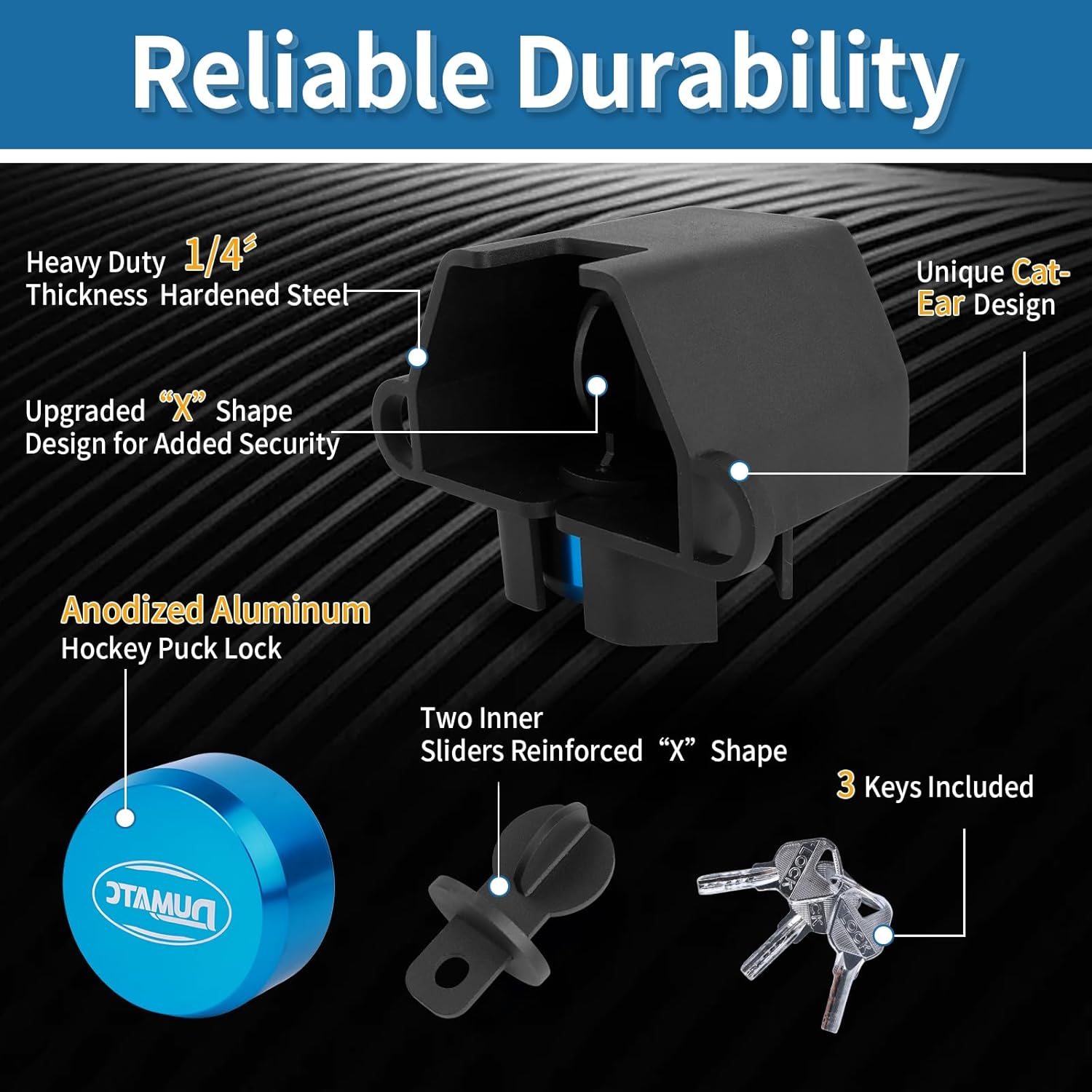 Upgrade 2.0 Trailer Coupler Lock, Universal Trailer Tongue Hitch Lock for 2 & 2-5/16 Couplers, Anti-Theif Design, 1/4" Ultra Thick Steel, Heavy Duty Trailer Locks for Boat, RV, Camper, Truck