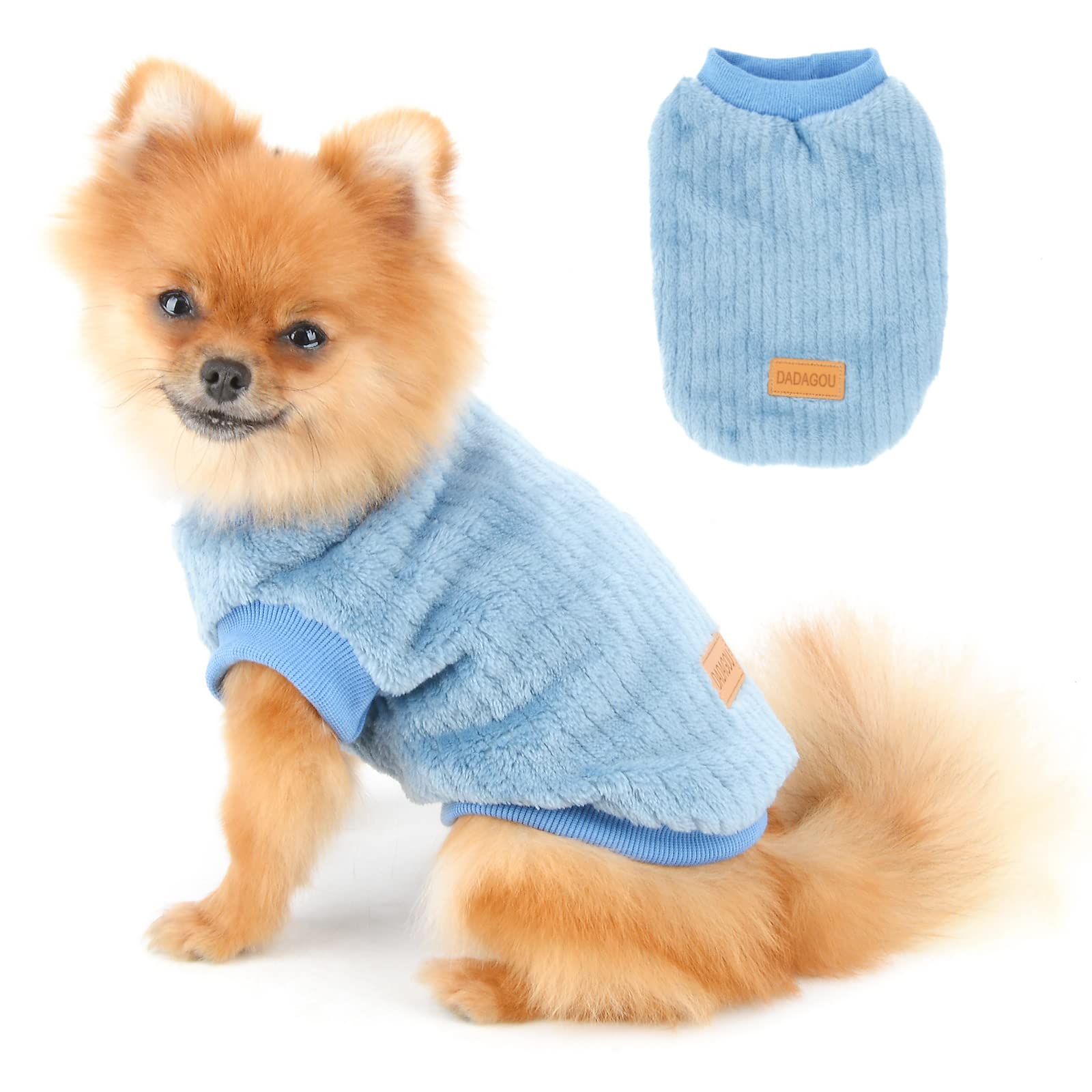 PAIDEFUL Plush Warm Dog Jumper Girls Boys Chihuahua Sweaters Fashion Solid Color Warm Knitwear Pullover Winter Clothes for Puppy Female Small Pets Cat Autumn Cold Weather Wearing