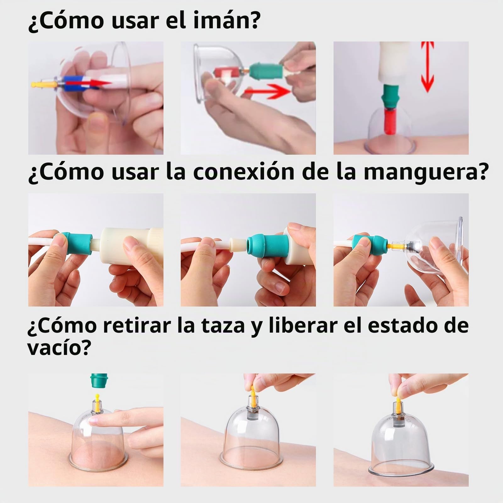 Set de 24 Ventosas Fisioterapia con Bomba de Vacío | Ventosas Masaje para Brazos, Hombros, Cuello, para Aliviar La Fatiga Muscular