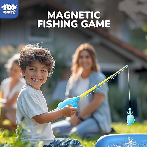 Miniatura 10 de TOY Life Juego de pesca magnético para 2 jugadores para niños de 3 a 5 años con bastones de pesca para niños, juguetes de pesca magnéticos para