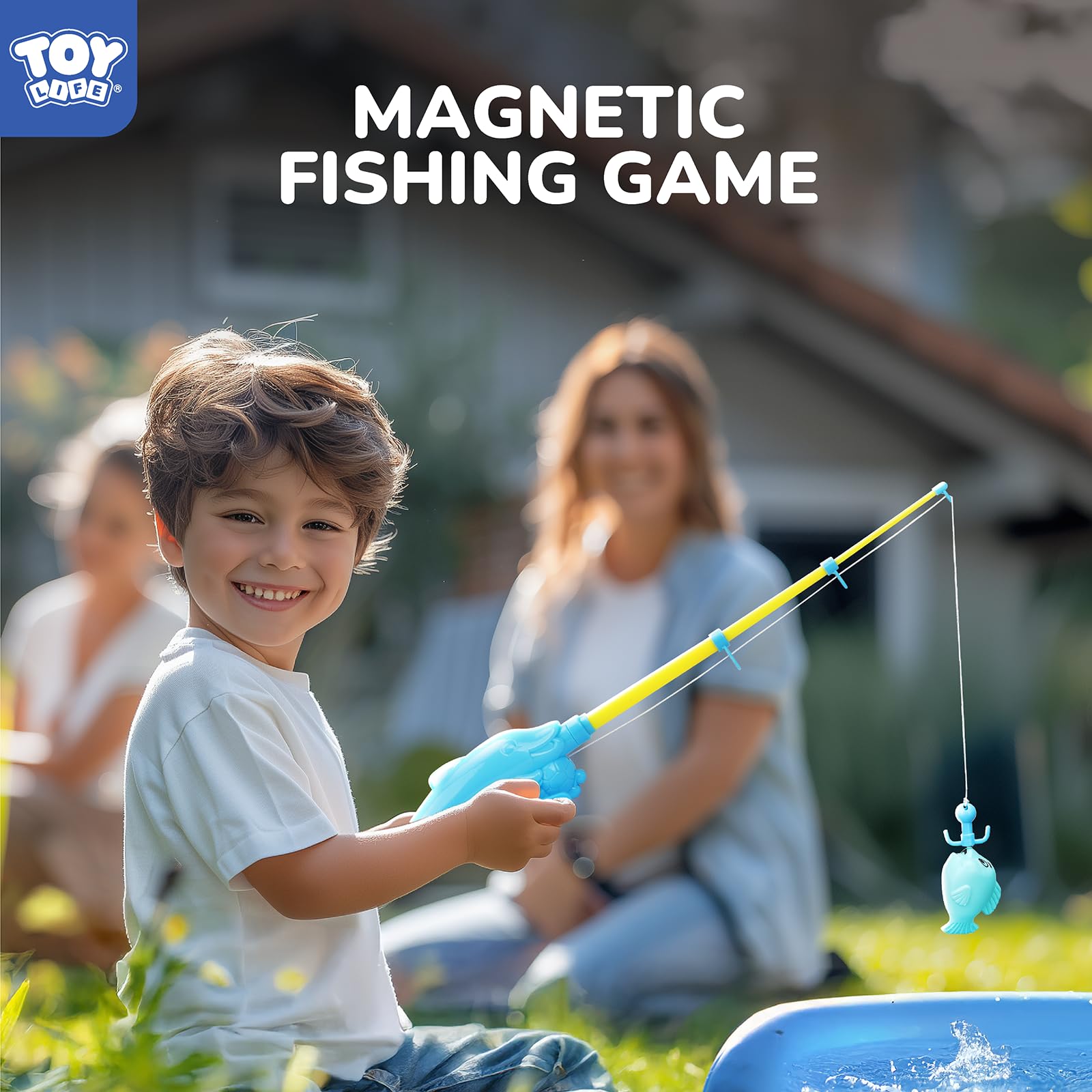 TOY Life 4-Player Magnetic Fishing Game for Kids 3-5 - Toddler Fishing Pole Set with Fish Toys - Bath & Pool Toys - Water Table Accessories - Educational Fishing Toy Rod for Boys Girls