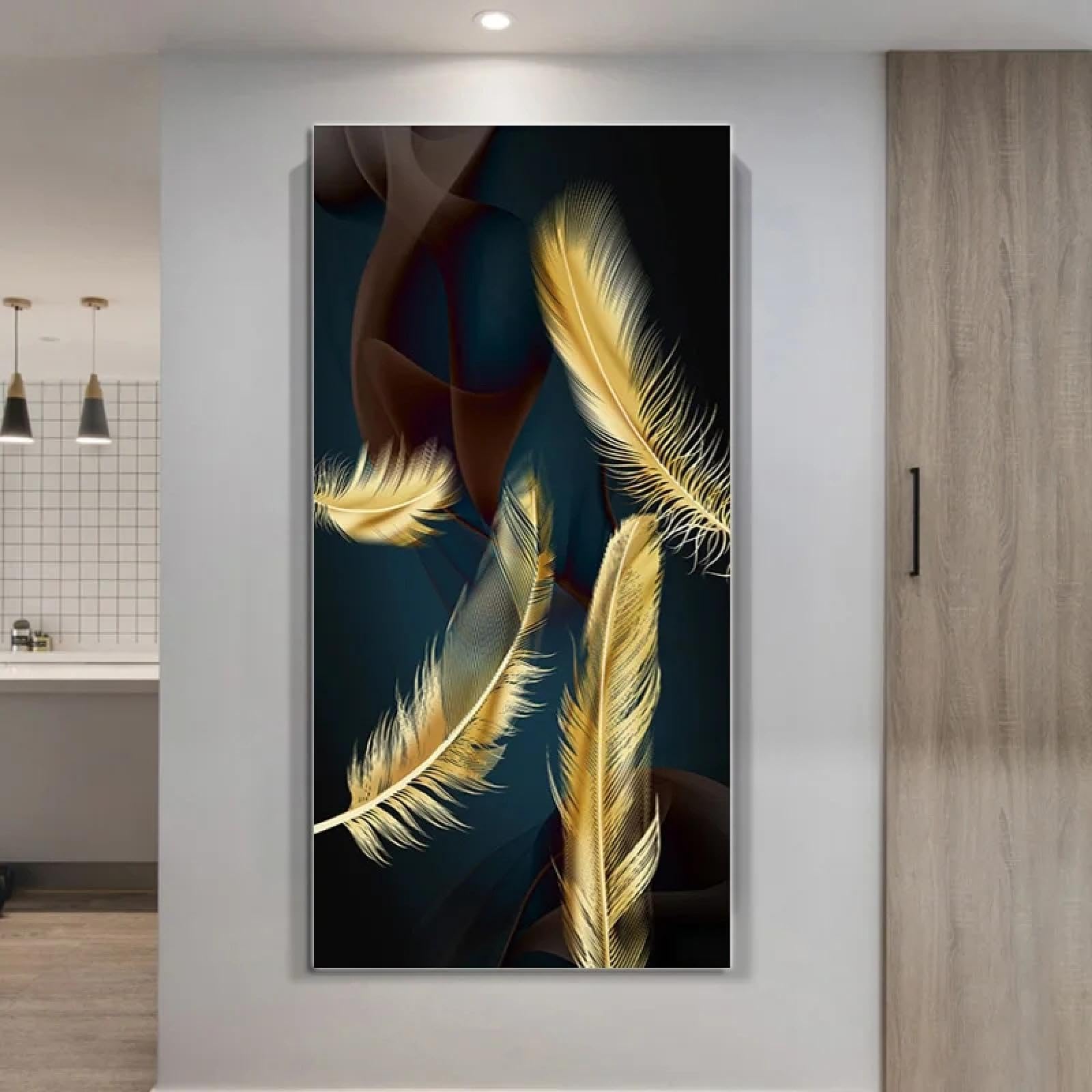 Peinture sur toile colorée de plumes nordiques pour créer une atmosphère zen à la maison