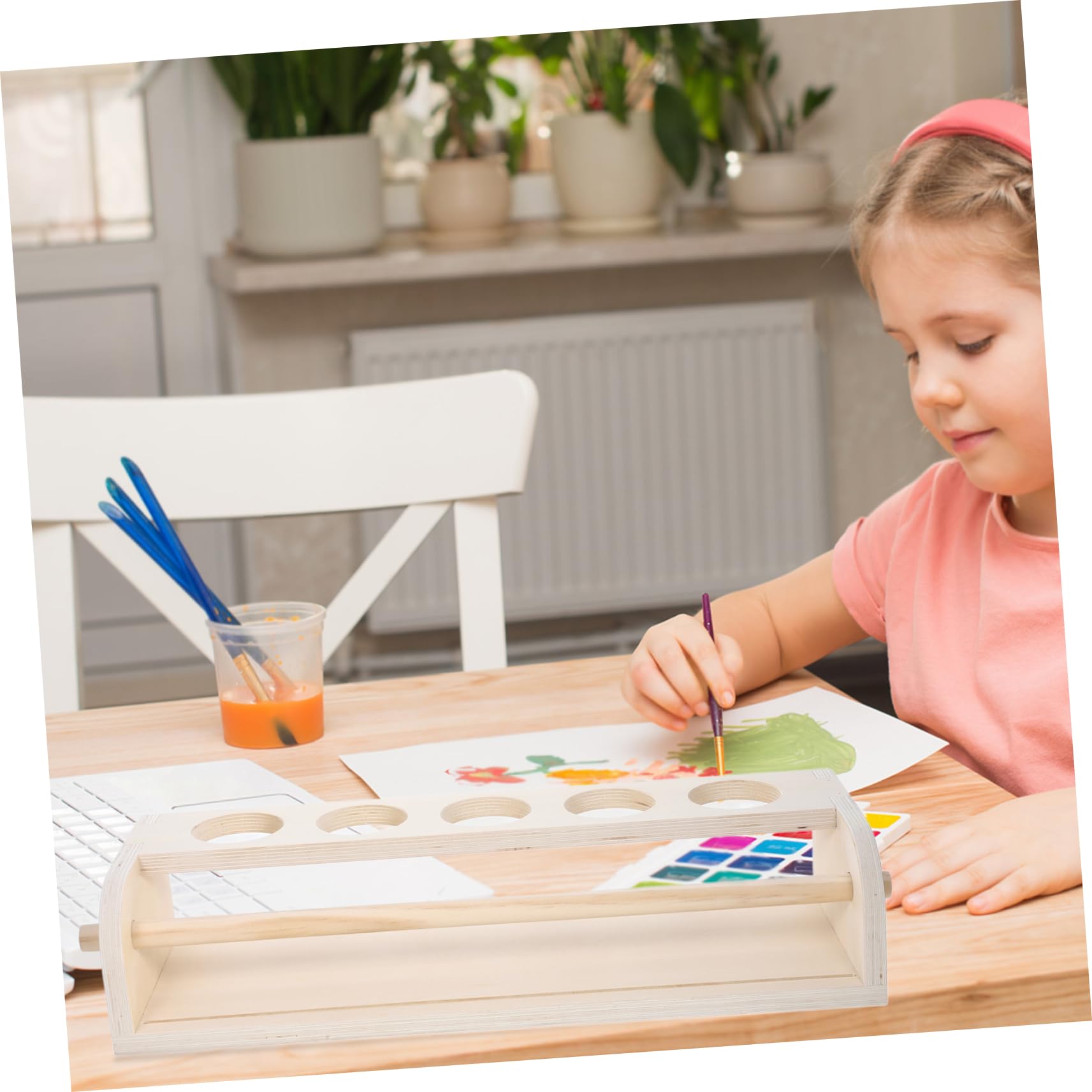 SHINEOFI Cavalletto da Tavolo in Legno Beige per Rotolo Ragazzo Ragazza | Disegno e Scrittura, Supporto Multifunzionale Salvaspazio, Accessorio per Attività Creative
